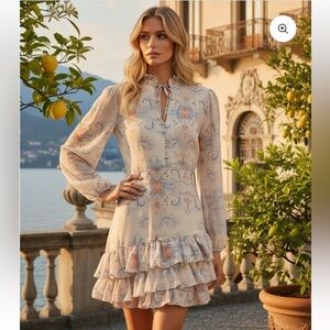 NWT MORGAN DRESS IVORY DAMASK SIZE LARGE.